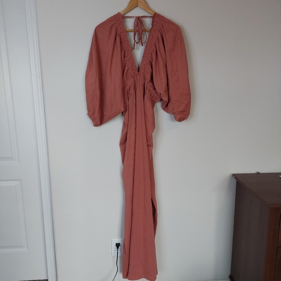 ASOS‎ DESIGN Plunge Elastic Ruched Waist Midi Dress Size 12 - Picture 4 of 9